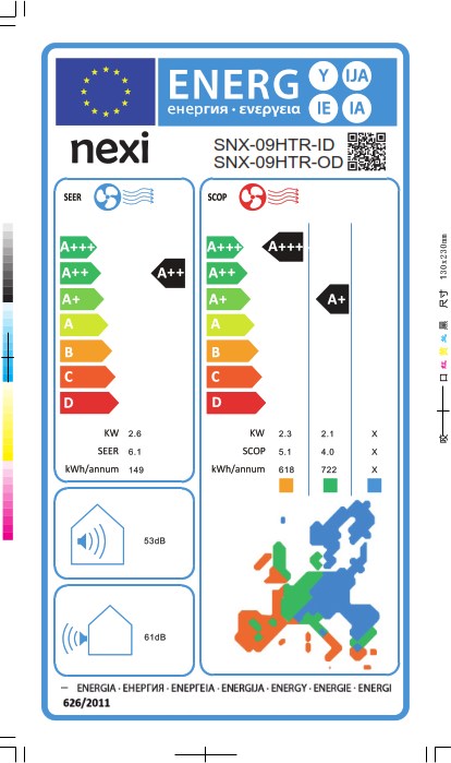 Nexi SNX-09HTR-ID/SNX-09HTR-OD Κλιματιστικό Inverter 9000 BTU A++/A+++ με Ιονιστή