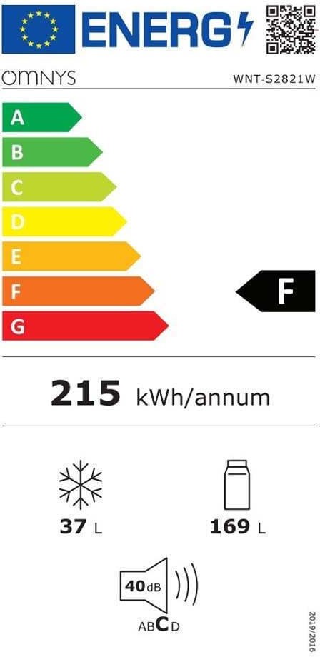 Omnys WNT-28N21W Δίπορτο Ψυγείο 206lt Υ143xΠ55xΒ55cm Λευκό