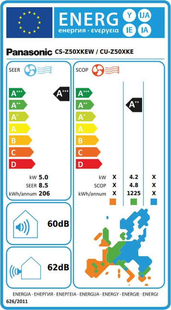 Panasonic Etherea CS-XZ50XKEW/CU-Z50XKE Silver Κλιματιστικό Inverter 18000 BTU A+++/A+++ με Wi-Fi