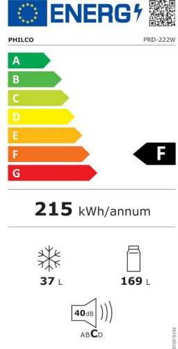 Philco PRD 222W Δίπορτο Ψυγείο 206lt Υ143xΠ55xΒ56cm Λευκό