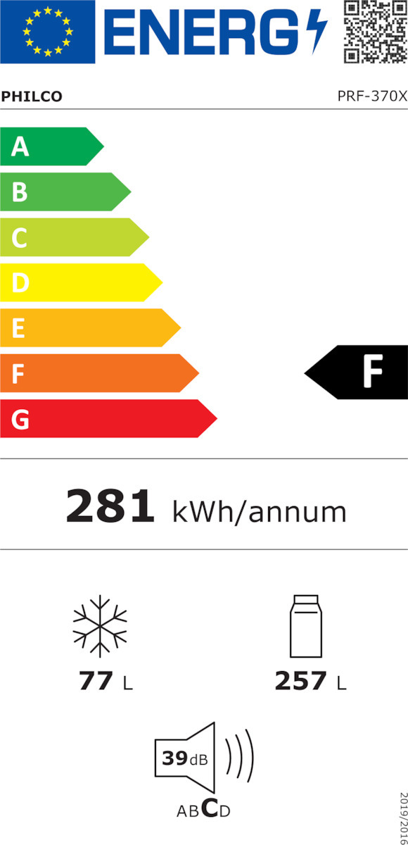 Philco PRF 370X Δίπορτο Ψυγείο 344lt No Frost Υ170xΠ60xΒ65cm Inox