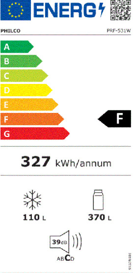 Philco PRF 531WE Δίπορτο Ψυγείο 480lt No Frost Υ178xΠ79xΒ68.5cm Λευκό