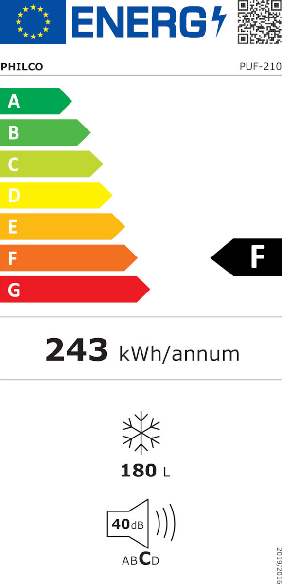 Philco PUF-210N Όρθιος Καταψύκτης 180lt