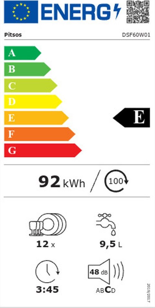 Pitsos DSF60W01 Ελεύθερο Πλυντήριο Πιάτων 60cm για 12 Σερβίτσια Λευκό με Wi-Fi