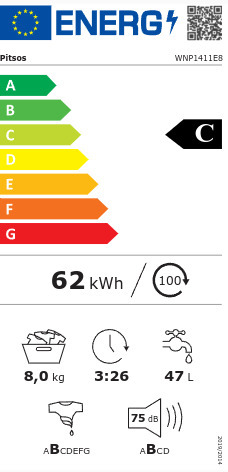 Pitsos WNP1411E8 Πλυντήριο Ρούχων 8kg 1400 Στροφών
