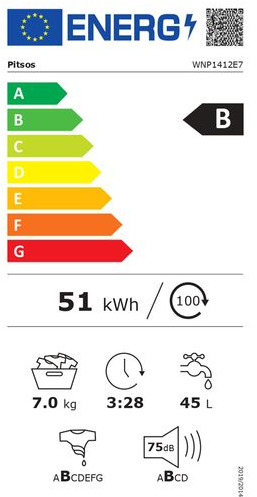 Pitsos WNP1412E7 Πλυντήριο Ρούχων 7kg 1400 Στροφών