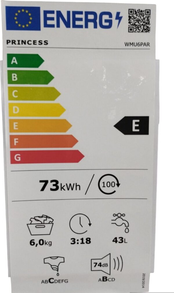 Princess WMU-6 PAR Πλυντήριο Ρούχων 6kg 1000 Στροφών