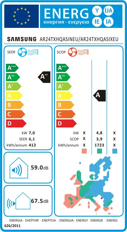 Samsung AR24TXHQASINEU/AR24TXHQASIXEU Κλιματιστικό Inverter 24000 BTU A++/A