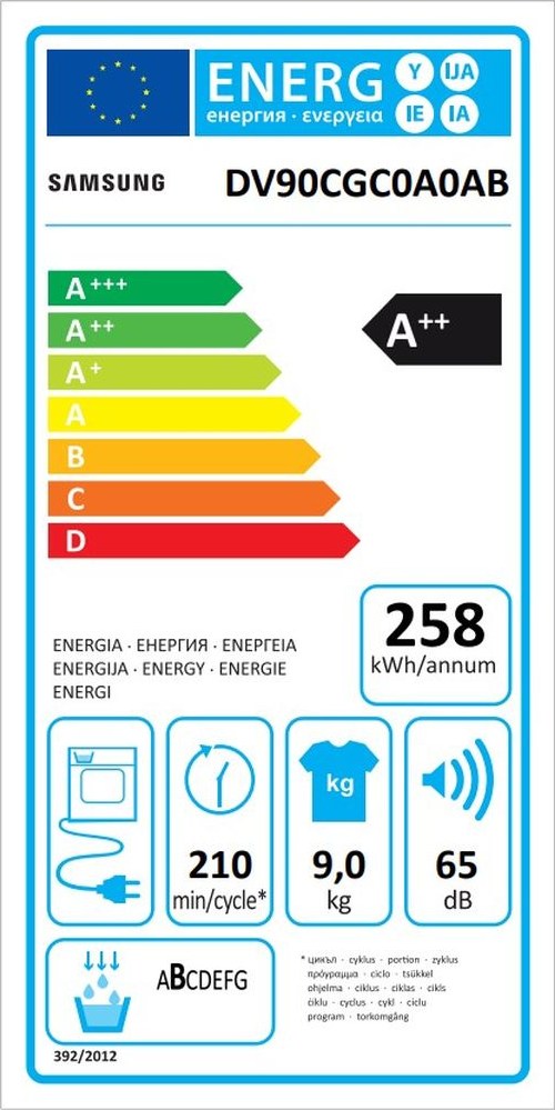 Samsung DV90CGC0A0ABLE Στεγνωτήριο Ρούχων 9kg A++