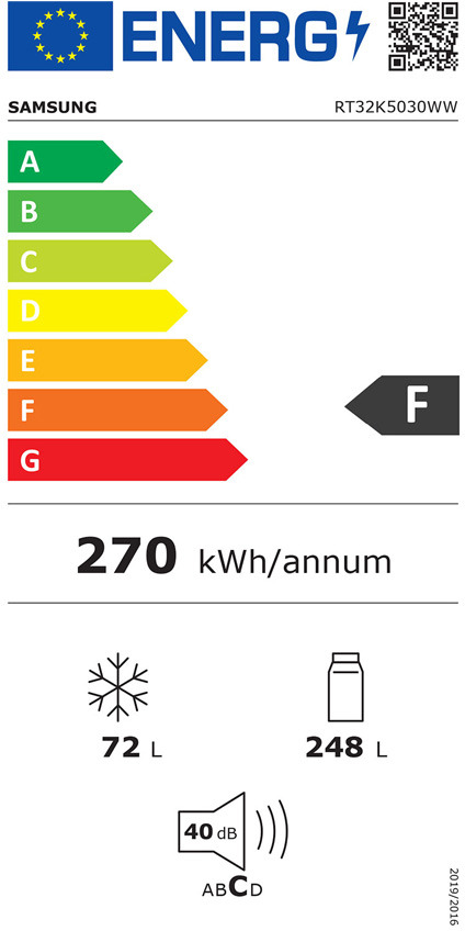 Samsung RT32K5030WW/ES Δίπορτο Ψυγείο 320lt Full No Frost Υ171xΠ60xΒ67cm Λευκό