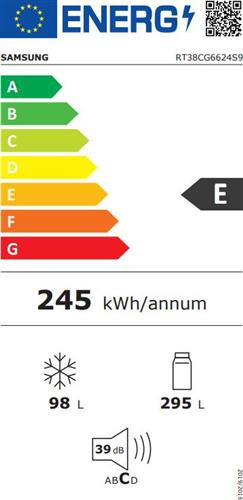 Samsung RT38CG6624S9 Δίπορτο Ψυγείο 393lt Full No Frost Υ171.5cmxΠ70cmxΒ67.2cm Inox