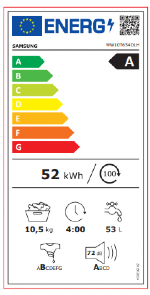 Samsung WW10T654DLH/S6 Πλυντήριο Ρούχων 10.5kg 1400 Στροφών