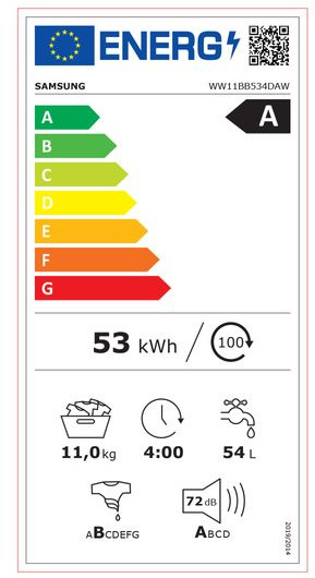 Samsung WW11BB534DAWS6 Πλυντήριο Ρούχων 11kg 1400 Στροφών