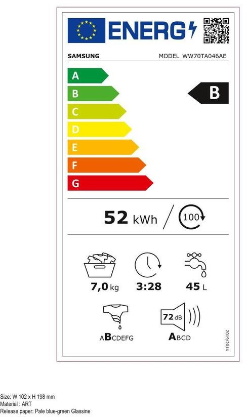 Samsung WW70TA046AE/LE Πλυντήριο Ρούχων 7kg 1400 Στροφών