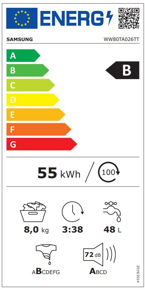Samsung WW80TA026TT/LE Πλυντήριο Ρούχων 8kg 1200 Στροφών