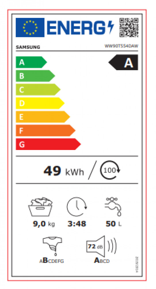 Samsung WW90T554DAW/S6 Πλυντήριο Ρούχων 9kg 1400 Στροφών