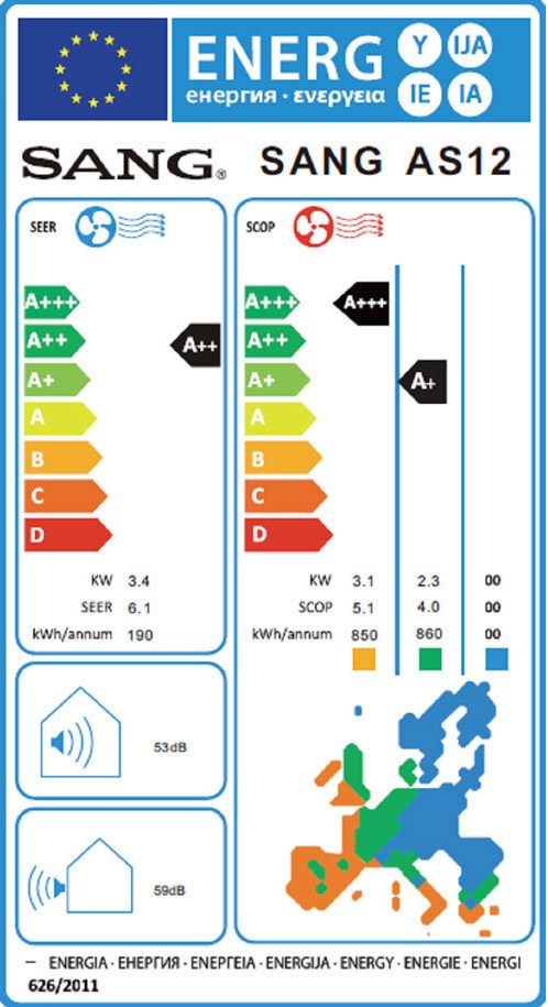 Sang AS12IN/AS12OUT Κλιματιστικό Inverter 12000 BTU A++/A+++