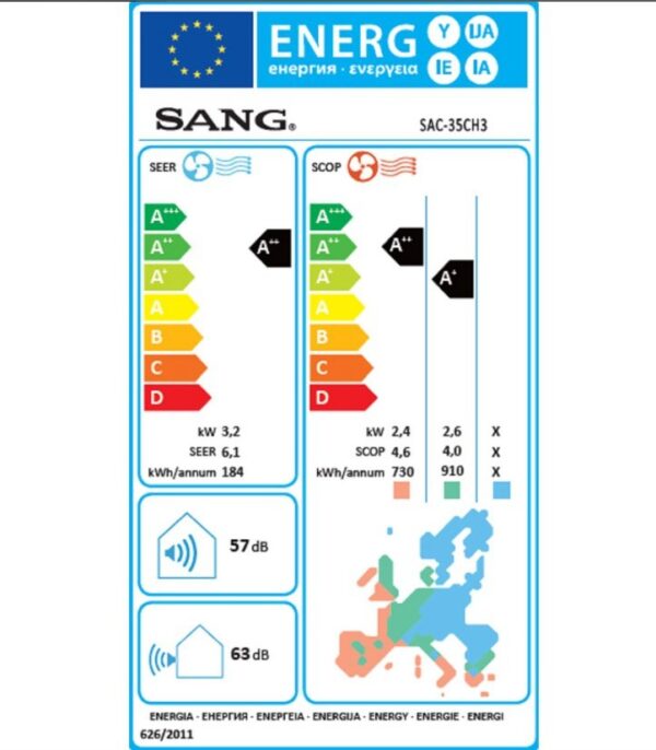 Sang SAC-35CH3/SAC-35CH3 Κλιματιστικό Inverter 12000 BTU A++/A++