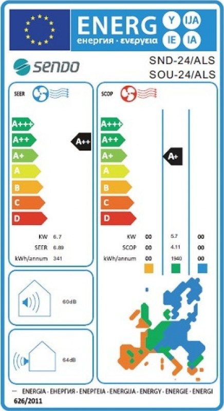 Sendo Aeolos SND-24/ALS White Κλιματιστικό Inverter 24000 BTU A++/A+++ με Ιονιστή και Wi-Fi