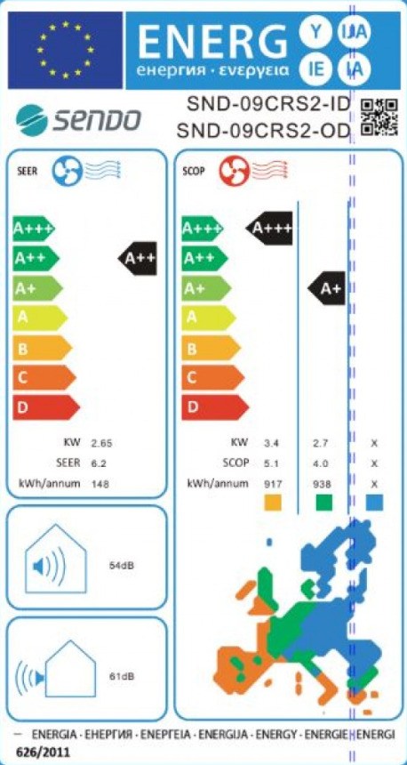 Sendo Cronus SND-09CRS2 Κλιματιστικό Inverter 9000 BTU A++/A+ με Ιονιστή και Wi-Fi