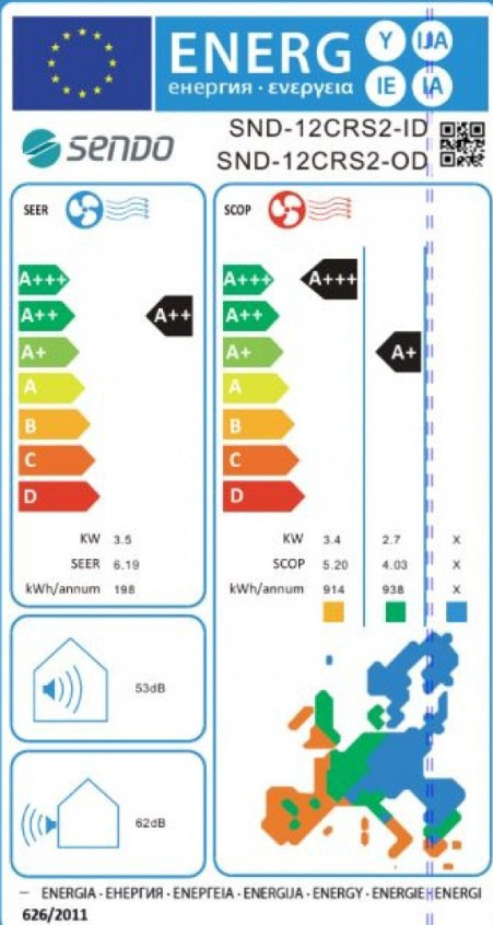 Sendo Cronus SND-12CRS3 Κλιματιστικό Inverter 12000 BTU A++/A+++ με Wi-Fi