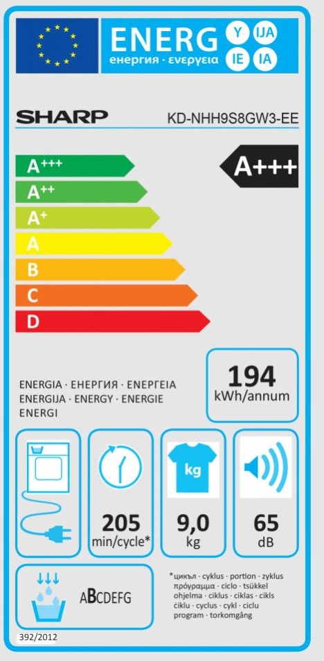 Sharp KD-NHH9S8GW3-GR Στεγνωτήριο Ρούχων kg A+++ με Αντλία Θερμότητας