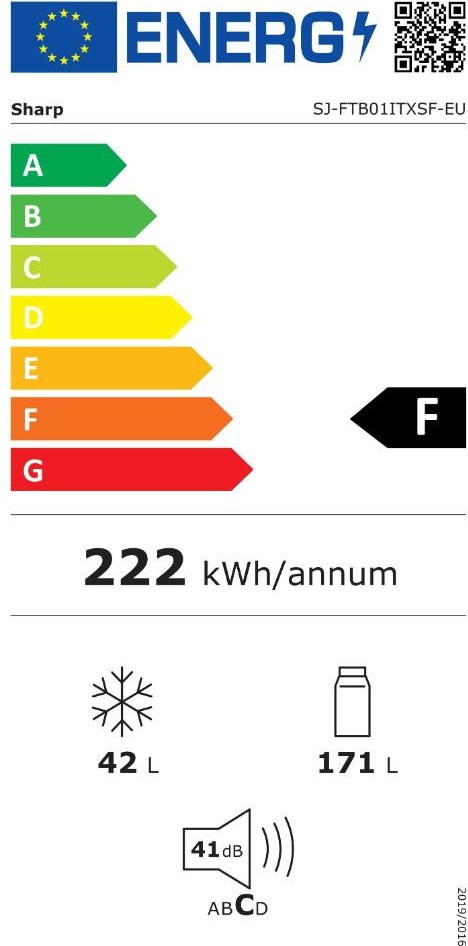 Sharp SJ-FTB01ITXSF Δίπορτο Ψυγείο