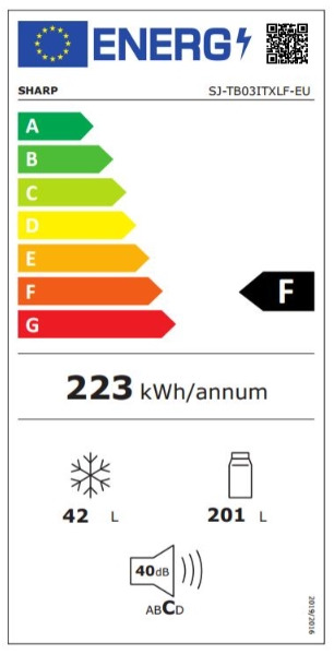 Sharp SJ-TB03ITXLF Δίπορτο Ψυγείο 243lt Υ160xΠ54xΒ56cm Inox