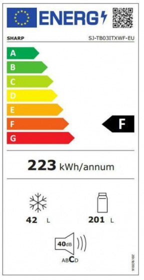 Sharp SJ-TB03ITXWF Δίπορτο Ψυγείο 243lt Υ160xΠ54xΒ56cm Λευκό