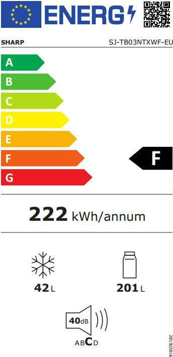 Sharp SJ-TB03NTXWF Δίπορτο Ψυγείο 243lt Υ160xΠ54xΒ56cm Λευκό