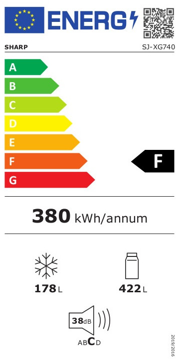 Sharp SJ-XG740GSL Δίπορτο Ψυγείο 600lt No Frost Υ187xΠ86.5xΒ74cm Inox