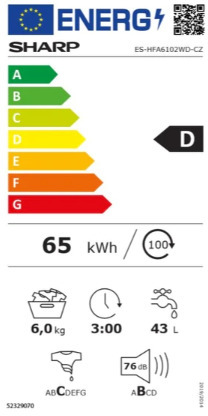 Sharp Slim ES-HFA6102WD Πλυντήριο Ρούχων 6kg 1000 Στροφών