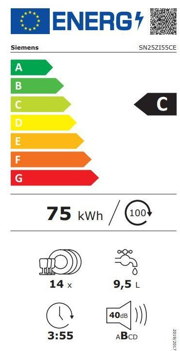 Siemens iQ500 SN25ZI55CE Ελεύθερο Πλυντήριο Πιάτων 60cm για 14 Σερβίτσια Inox με Wi-Fi