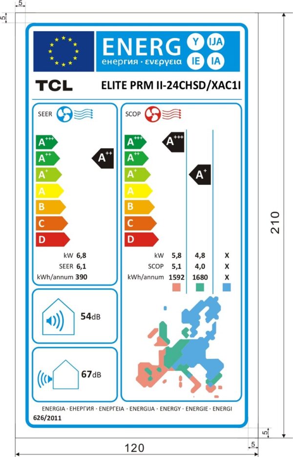 TCL Elite Premium II 24CHSD/XAC1I Κλιματιστικό Inverter 24000 BTU A++/A+++ με Ιονιστή και Wi-Fi