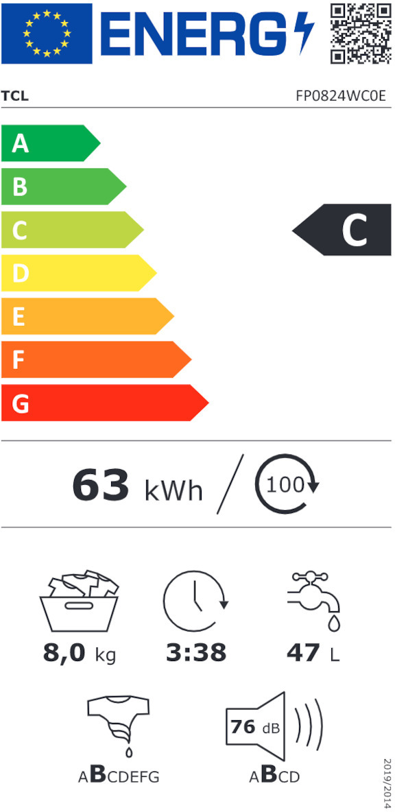 TCL FP0824WC0 Πλυντήριο Ρούχων 8kg 1400 Στροφών