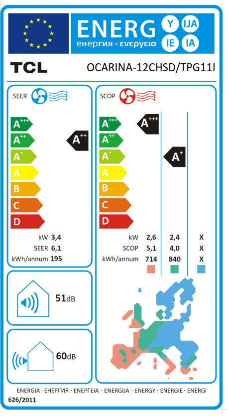 TCL Ocarina 12CHSD/TPG11I Κλιματιστικό Inverter 12000 BTU A++/A+++ με Wi-Fi
