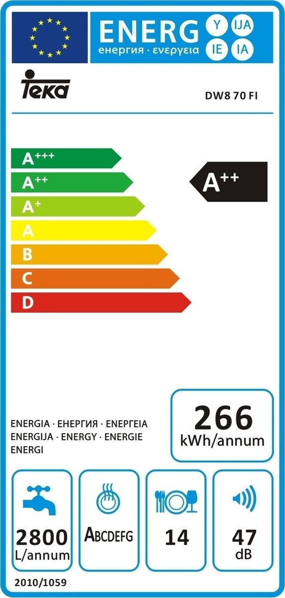 Teka DW8 70 FI Εντοιχιζόμενο Πλυντήριο Πιάτων 60cm για 14 Σερβίτσια Λευκό