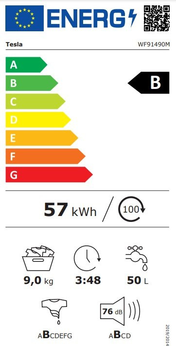 Tesla Onyx Series WF91490M Πλυντήριο Ρούχων 9kg 1400 Στροφών