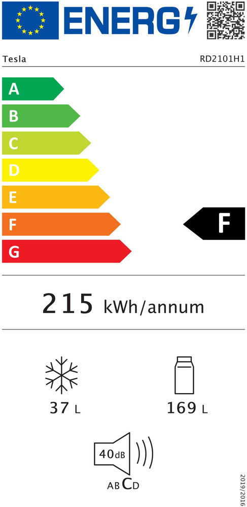 Tesla RD2101H1 Δίπορτο Ψυγείο 206lt Υ143xΠ54.5xΒ55.5cm Λευκό