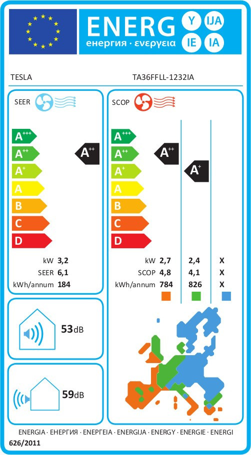 Tesla TA36FFLL-1232IA Κλιματιστικό Inverter 12000 BTU A++/A+++