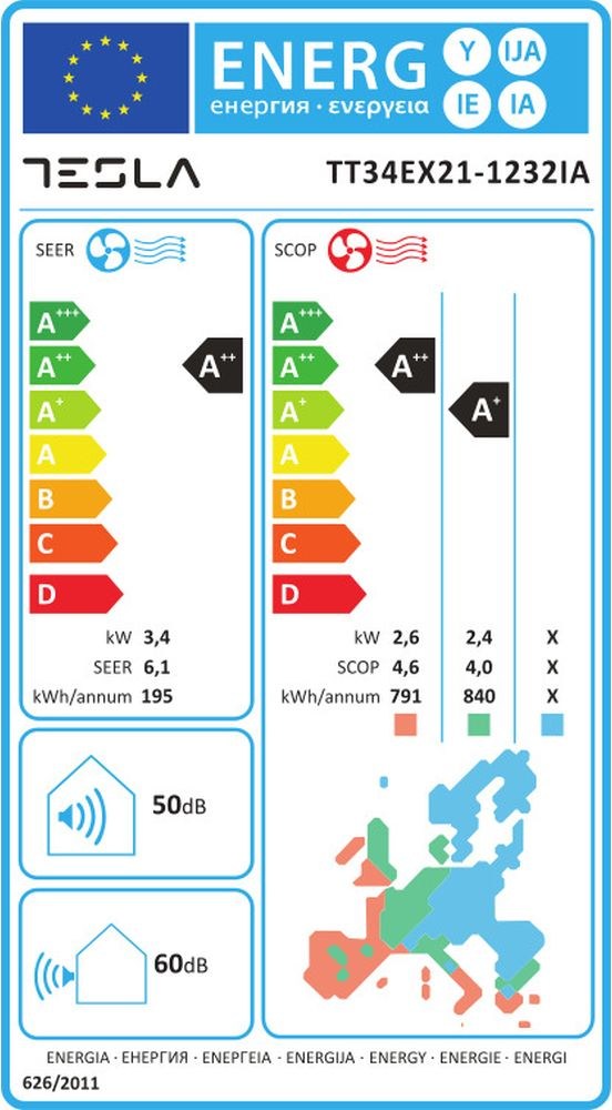 Tesla TT34EX21-1232IA Κλιματιστικό Inverter 12000 BTU A++/A++