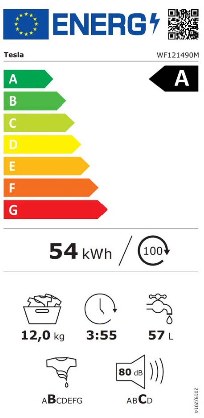 Tesla WF121490M Πλυντήριο Ρούχων 12kg 1400 Στροφών