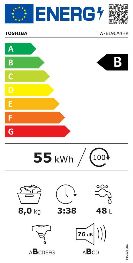 Toshiba TW-BL90A4HR Πλυντήριο Ρούχων 8kg 1400 Στροφών