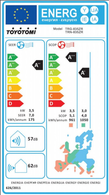 Toyotomi Izuru Eco TRN/TRG-835ZR Κλιματιστικό Inverter 12000 BTU A++/A+++ με Ιονιστή και Wi-Fi