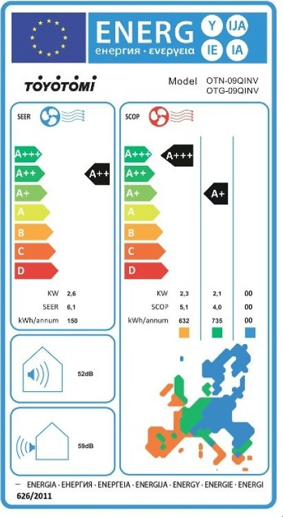Toyotomi OTN-09QINV/OTG-09QINV Κλιματιστικό Inverter 9000 BTU A++/A+++ με Ιονιστή και Wi-Fi