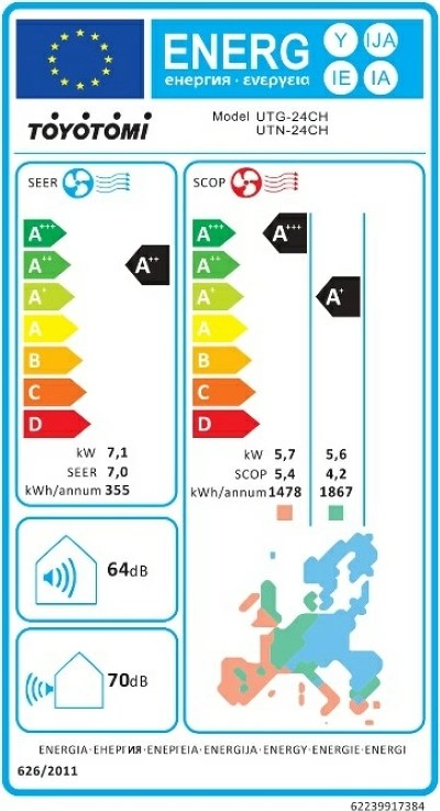 Toyotomi UTG-24CH Κλιματιστικό 24000 BTU A+++/A+++ με Ιονιστή και Wi-Fi