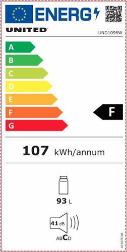 United UND1096W Ψυγείο Mini Bar 93lt Υ85xΠ47.2xΒ45cm Λευκό