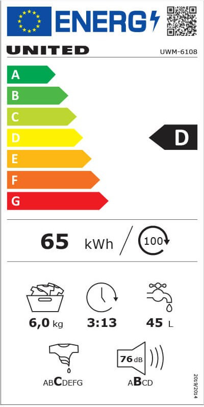 United UWM-6108 Πλυντήριο Ρούχων 6kg 1000 Στροφών