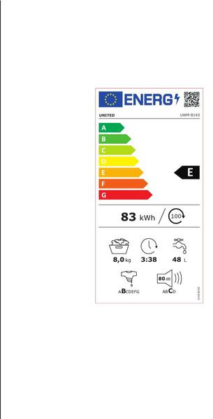 United UWM-8143 Πλυντήριο Ρούχων 8kg 1400 Στροφών