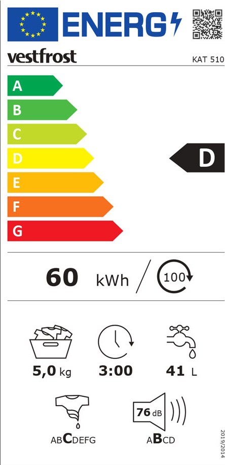 Vestfrost KAT 510 Πλυντήριο Ρούχων 1000rpm 5kg KAT510